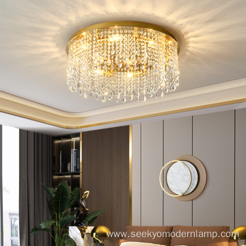 Golden ceiling canopy crystal pendant luxury ceiling lamp